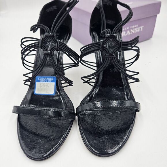 New York Transit Forever Black Strappy Patent Leather 3" Heels Size 7.5M Wedding - Picture 10 of 10